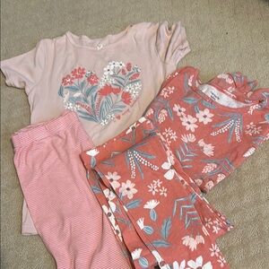 Carters Floral Kids Pajama Set - Pink and Coral size 14